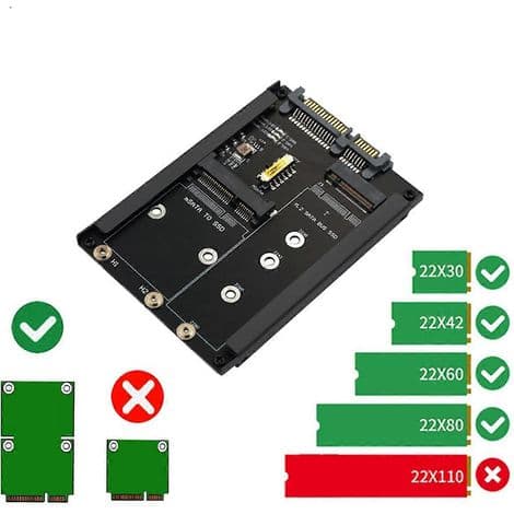 2-i-1 MSATA + B-nøgle/B+M-nøgle M.2 til SATA 2,5\" SSD-adapterkort med stik til M.2 NGFF SATA3-kabinet