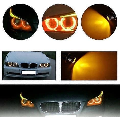8000K bärnstensfärgade LED Angel Eye-lampor för positionsljus/ljusringar för BMW E39 E53 E60 E63 E64 E66 E87 5 6 7 X3 X5 [2-pack]