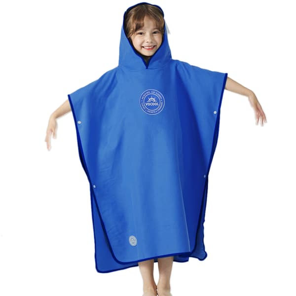 Badehåndklæde med hætte til børn, hurtigtørrende poncho-håndklæde til strand og pool