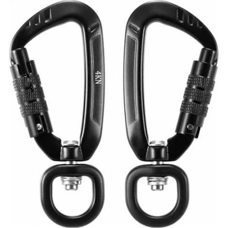 360° roterande karbinhake. 4 kN. 2-pack. Svart