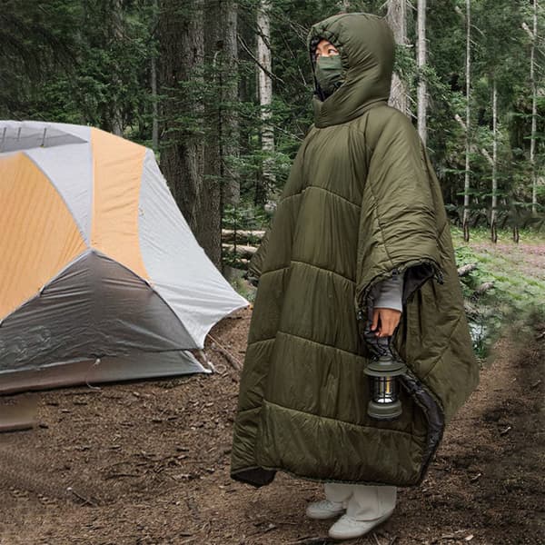 Multifunktionel varm vinterhængekøjetæppe/poncho til camping og vandreture