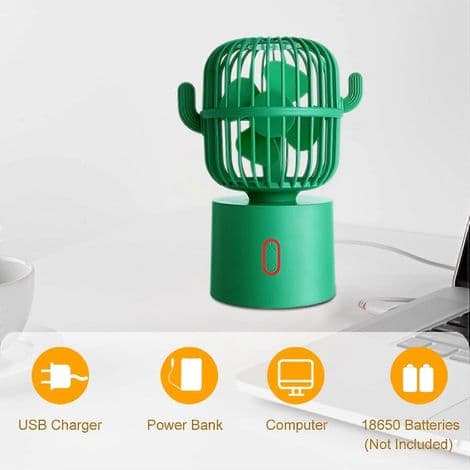 Kaktusblæser. Sød og stille lille bordventilator. Mini skrivebordsventilator. 80° luftstrøm. USB