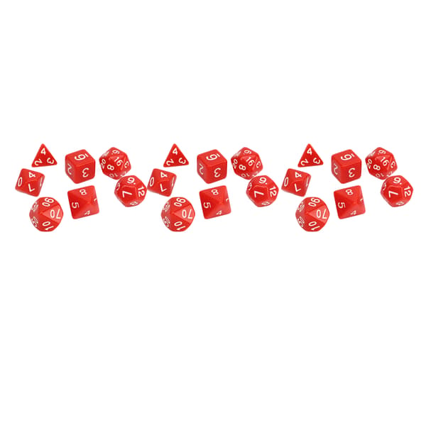 21-delt polyedrisk terningesett, vanntett plast, trygt for brettspill, rød
