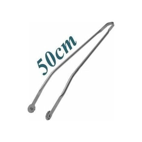 Grilltang - 50 cm - Rustfrit stål - Integrerede hjul for nem vending - Til udendørs grillning - 1 stk.