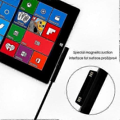 AC-adapter med ladekabel for Microsoft Surface Pro 3, Pro 4 og Surface 3/4 - Kompatibel med billadere