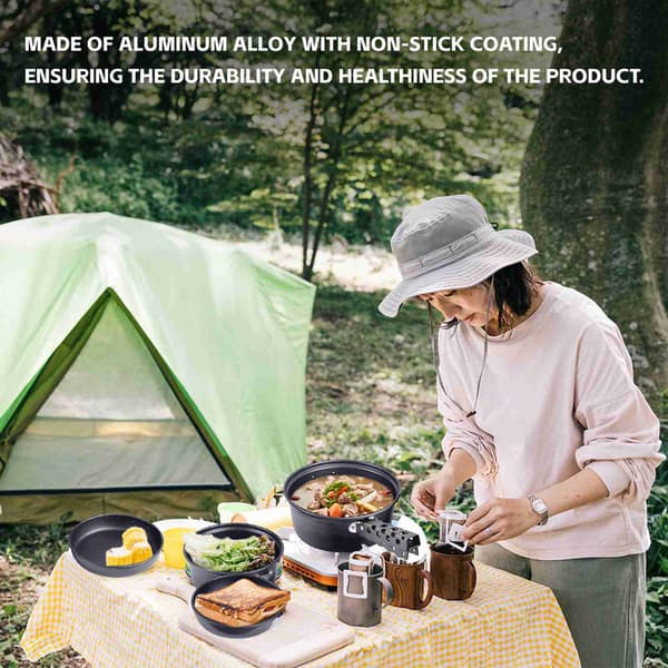 Non-stick køkkengrej og stegepande sæt til letvægts og bærbart camping.