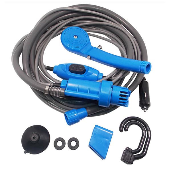 12V elektrisk bruser til camping med 20L foldespand til bilvask og vanding af planter