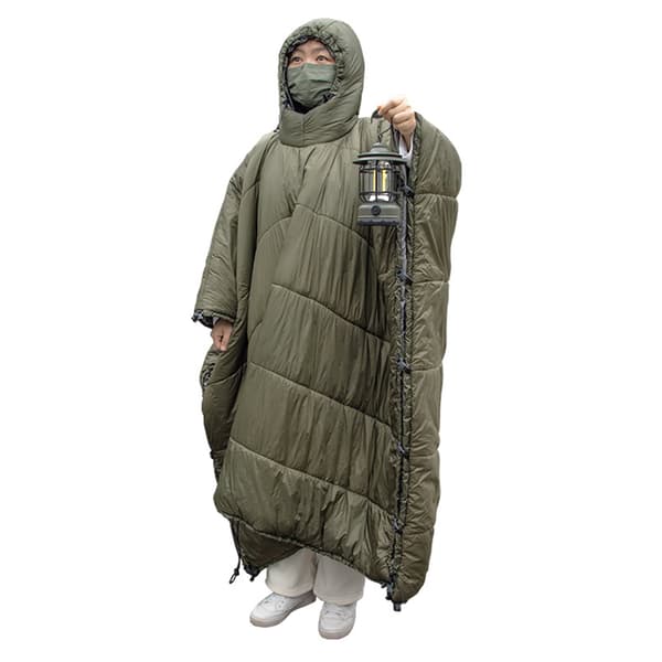 Multifunktionel varm vinterhængekøjetæppe/poncho til camping og vandreture