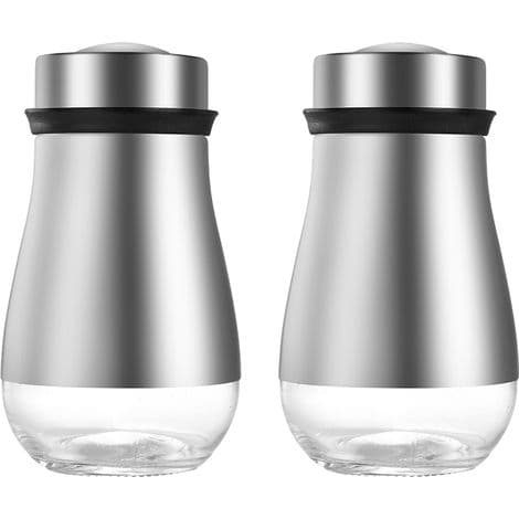 Salt- och pepparströare - Glas - Propp i rostfritt stål - Justerbart flöde - 120 ml kapacitet - Set om 2