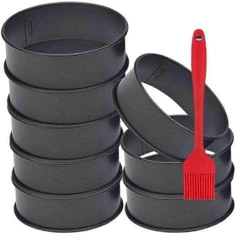 Sæt med 8 engelske muffinringe i rustfrit stål, 10 cm (4 tommer). Non-stick crumpetforme. Æggeforme.