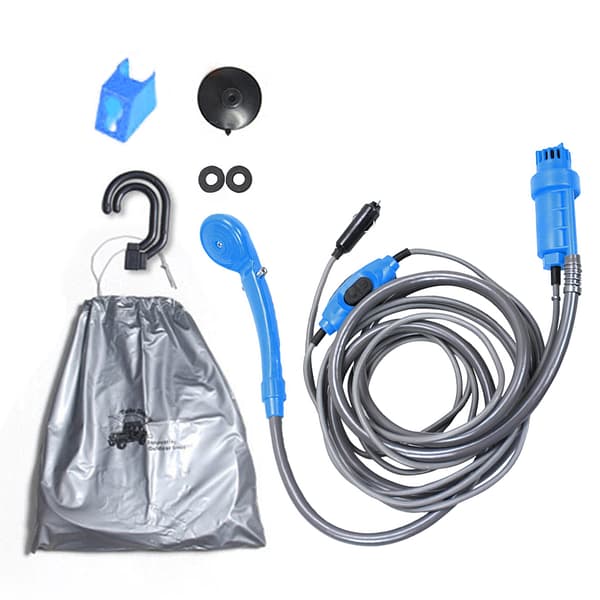 12V elektrisk bruser til camping med 20L foldespand til bilvask og vanding af planter