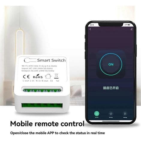 Smart switch. WiFi. Dobbeltkanal. DC 5V-48V og 1-250V relæ. Ideel til belysning og