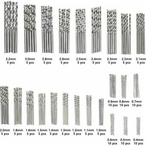 150-dele HSS Titanium Mikrobor sæt, 0,4mm-3,2mm, til træ og metal.