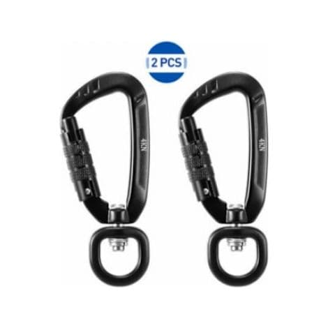 360° roterande karbinhake. 4 kN. 2-pack. Svart