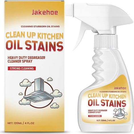 Kraftfuld pletfjerner til madolie. Kraftfuld pletfjerner spray til badeværelser.
