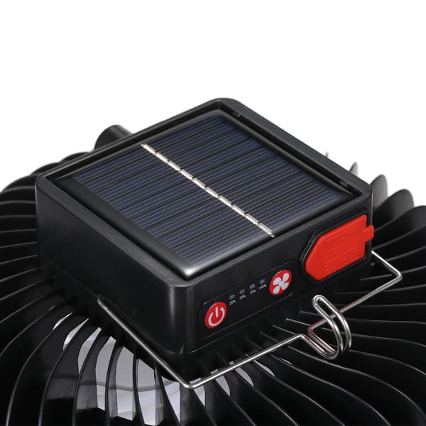 Campinglanterne med solcelleventilator, USB genopladelig LED-lampe, udendørs telt nødbelysning