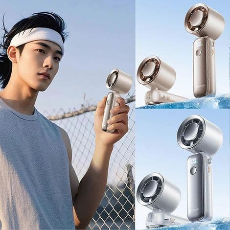 Genopladelig og støjsvag rejseventilator. Kraftig luftstrøm. Essentiel mini USB-ventilator til camping og vandreture.