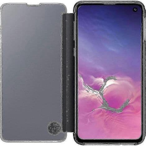Clear View folio beskyttelsesetui til Samsung Galaxy S10. Sort. Med fuld beskyttelse.