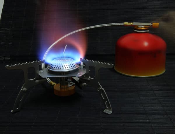 Lixada Bærbar Sammenfoldelig Gasbrænder med Adapter til Camping og Backpacking