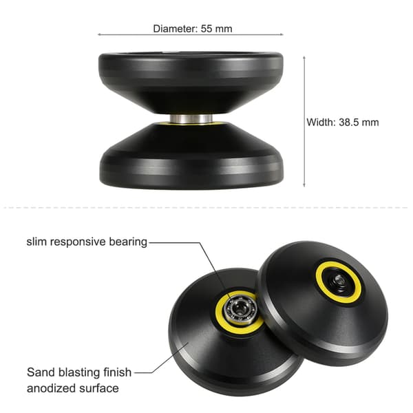 Yo-yo Magic Yoyo V3 Responsive CNC aluminiumlegering til børn drenge piger sort