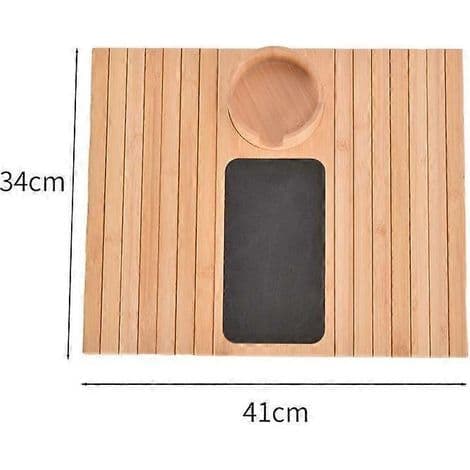 Sammenleggbart bambusbrett med koppholder. Sammenleggbart sidebord i bambus for sofa