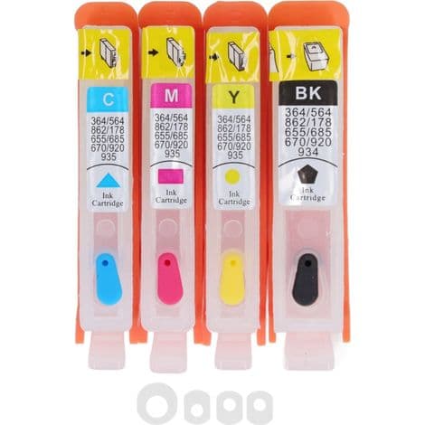 Permanente blækpatroner (sort, blå, magenta, gul) til HP Officejet 920