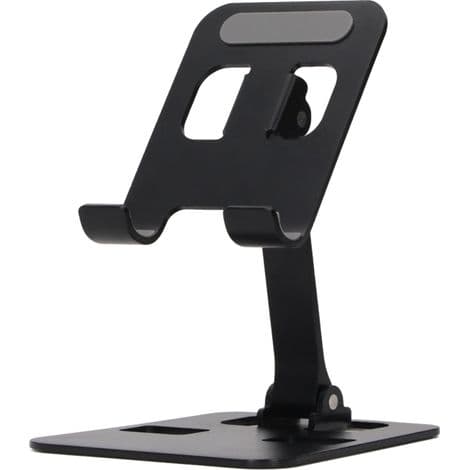 Bordtelefonholder i legering – Justerbar vinkel. Silikone – Ideel til tablets og telefoner op til 12,9″