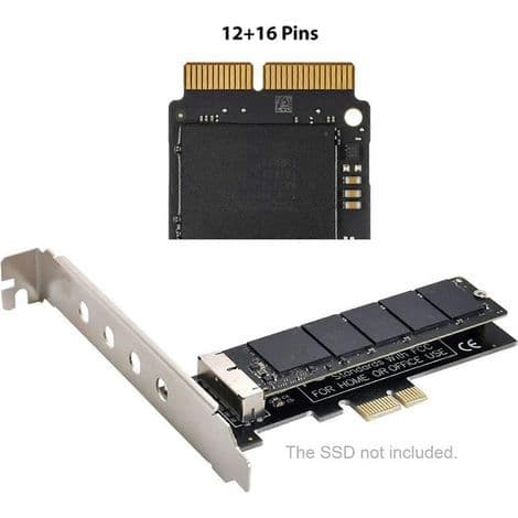PCI Express PCI-E 1X til 12+16 pin SSD-konverteringskort for Mac Pro Air 2013-2017