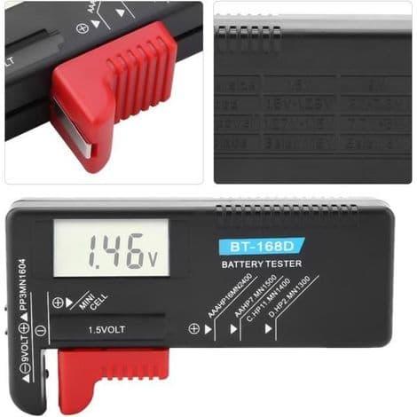 Batteritester - BT-168D - Digital LCD - Kompatibel med AA, AAA, 9V