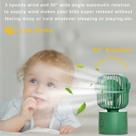 Kaktusblæser. Sød og stille lille bordventilator. Mini skrivebordsventilator. 80° luftstrøm. USB