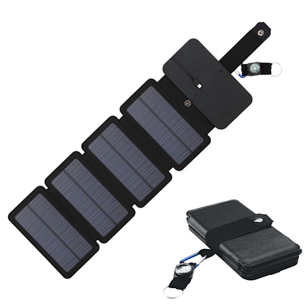 Bærbart foldbart solpanel 5V 1A med kompas til camping og nødsituationer