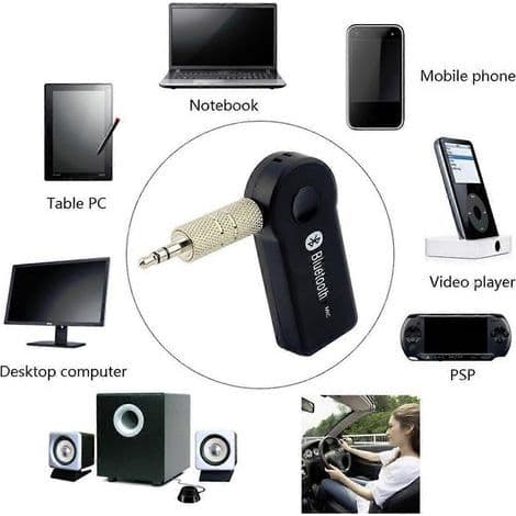 2-i-1 trådløs Bluetooth-mottaker, 3,5 mm hjelpelydadapter med håndfri funksjon og USB B-port