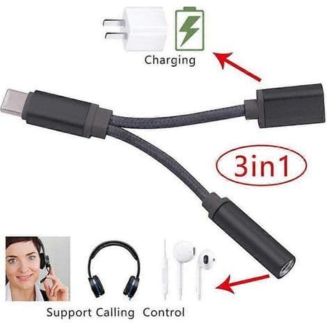 USB-C til USB-C digital lydadapterkabel med 3,5 mm jackstik. Praktisk og kompatibel med de fleste enheder.