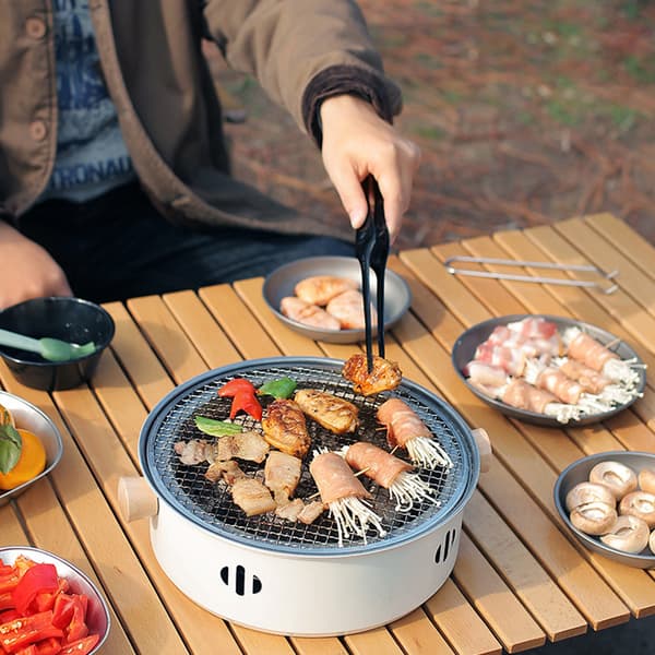 Bærbar kulgrill i rustfrit stål med separat rist til camping og picnics