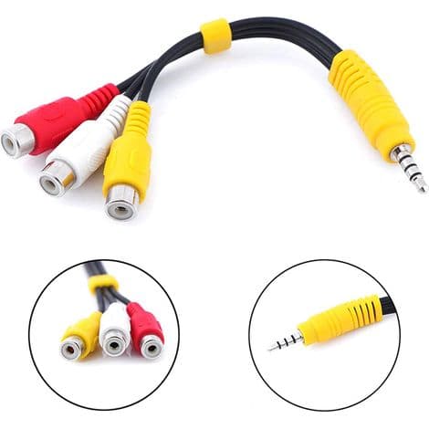 AV-adapterkabel - 3,5 mm han til 3 RCA hun - Til TV - 23 cm