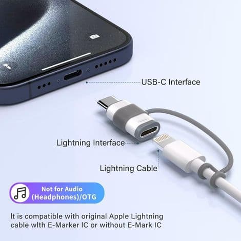 Lightning til USB-C-adapter - Dataoverførsel og opladning - Kompatibel med iPhone 15, 16, 17 og Pro Max - Aluminium - 4-pak
