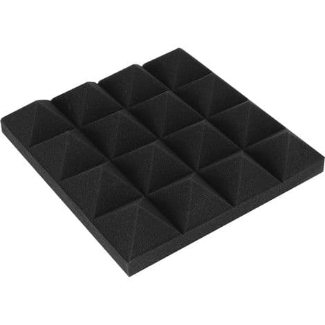Pyramideformede akustikskumpaneler. Lydabsorberende bomuld. Pakke med 6. Lydisolerende skum til studier (sort)