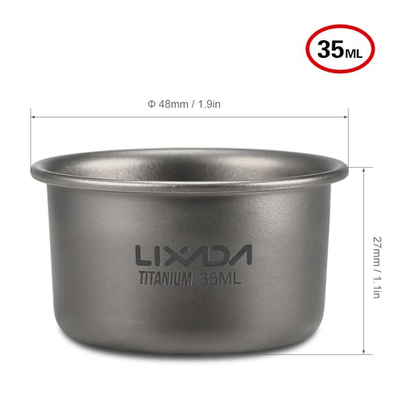 Titanium Mini Tekopp 35ml 8g för Hem, Kontor, Camping, Vandring, Kaffe