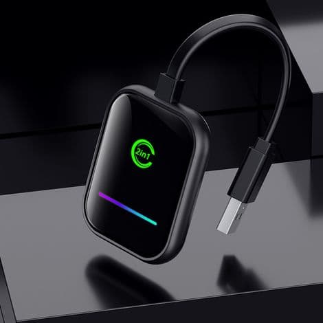 Trådløs CarPlay-adapter - Bluetooth 5.3 - Kompatibel med iPhone iOS 10+ og Android Auto - Til originale bilradioer med USB/USB-C-port - 1 stk.