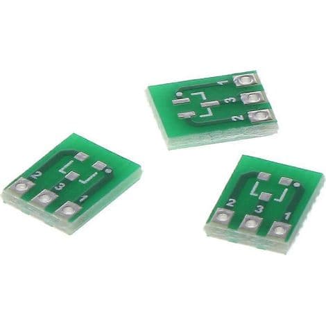 Pakke med 10 SMD SOT23-3 til DIP SIP3 dobbeltsidede adaptere til DIY printplader