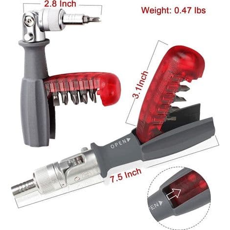 Spärrskruvmejsel med magnetisk multibit. 10 i 1.