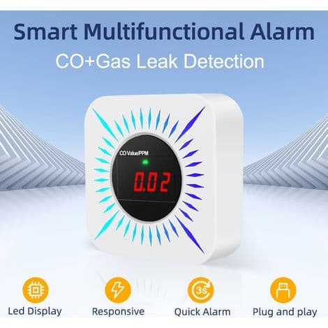 Tuya ZigBee CO Gasdetektor – Bärbart Applarm – Idealisk för Hemsäkerhet och Luftkvalitet