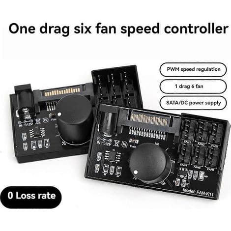 Høy-effekt PWM viftehastighetskontroller, 4-pinners SATA DC-kontakt, for NAS-servere