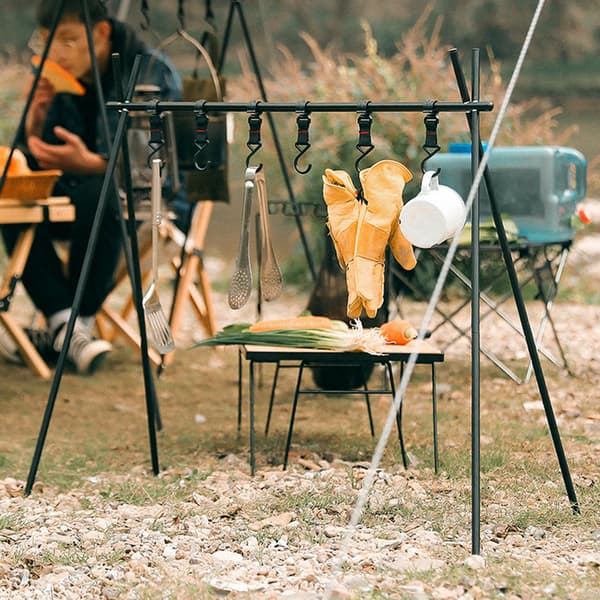 Bærbar Multifunktionel Campingkrog til Gryder og Pander, Udendørs Campingtilbehør, Lavet af Stål