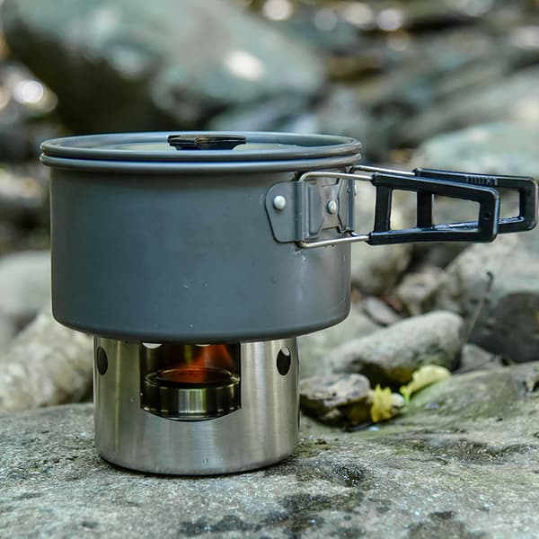 Bærbar, vindtæt alkoholbrænder i rustfrit stål til camping