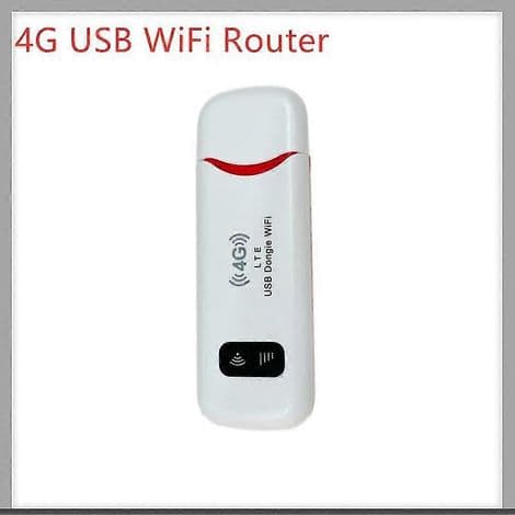 Trådløs 4G LTE USB-dongle med 150 Mbps mobilt hotspot, modem, SIM-kort og mini 4G-router.