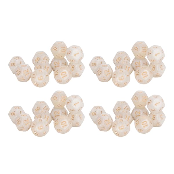 40 polyedriska tärningar, 12 sidor, tydliga siffror, vattentäta, antioxidation, för spel och undervisning, vit