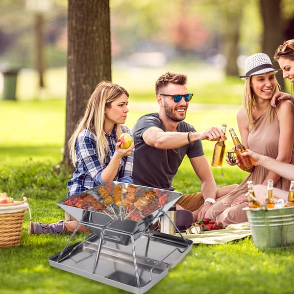 Sammenklappelig grill i rustfrit stål til camping, backpacking og udendørs aktiviteter