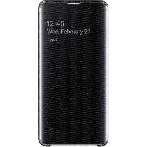 Clear View folio beskyttelsesetui til Samsung Galaxy S10. Sort. Med fuld beskyttelse.