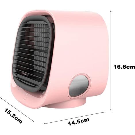 Bærbar Aircondition - USB Vandkøler - 3-trins Ventilator og Luftfugter - Til Soveværelse, Kontor, Bil - 1 Styk